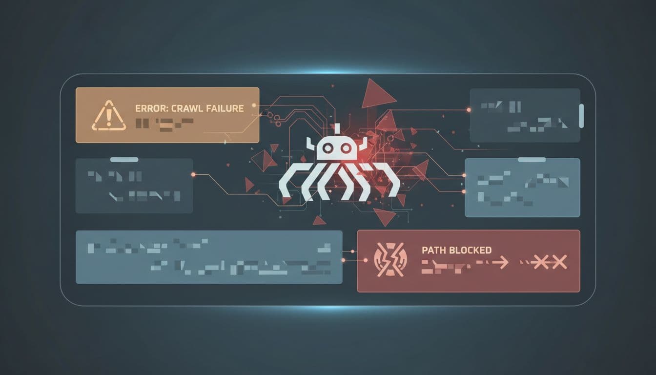 Clean digital dashboard interface with warning icons and error alerts in muted colors.